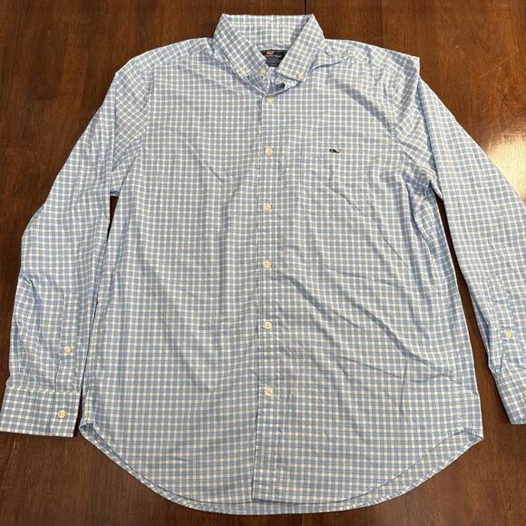Vineyard Vines Performance Classic Fit Tucker Shirt Long Sleeve Blue Men's Large - Picture 1 of 8